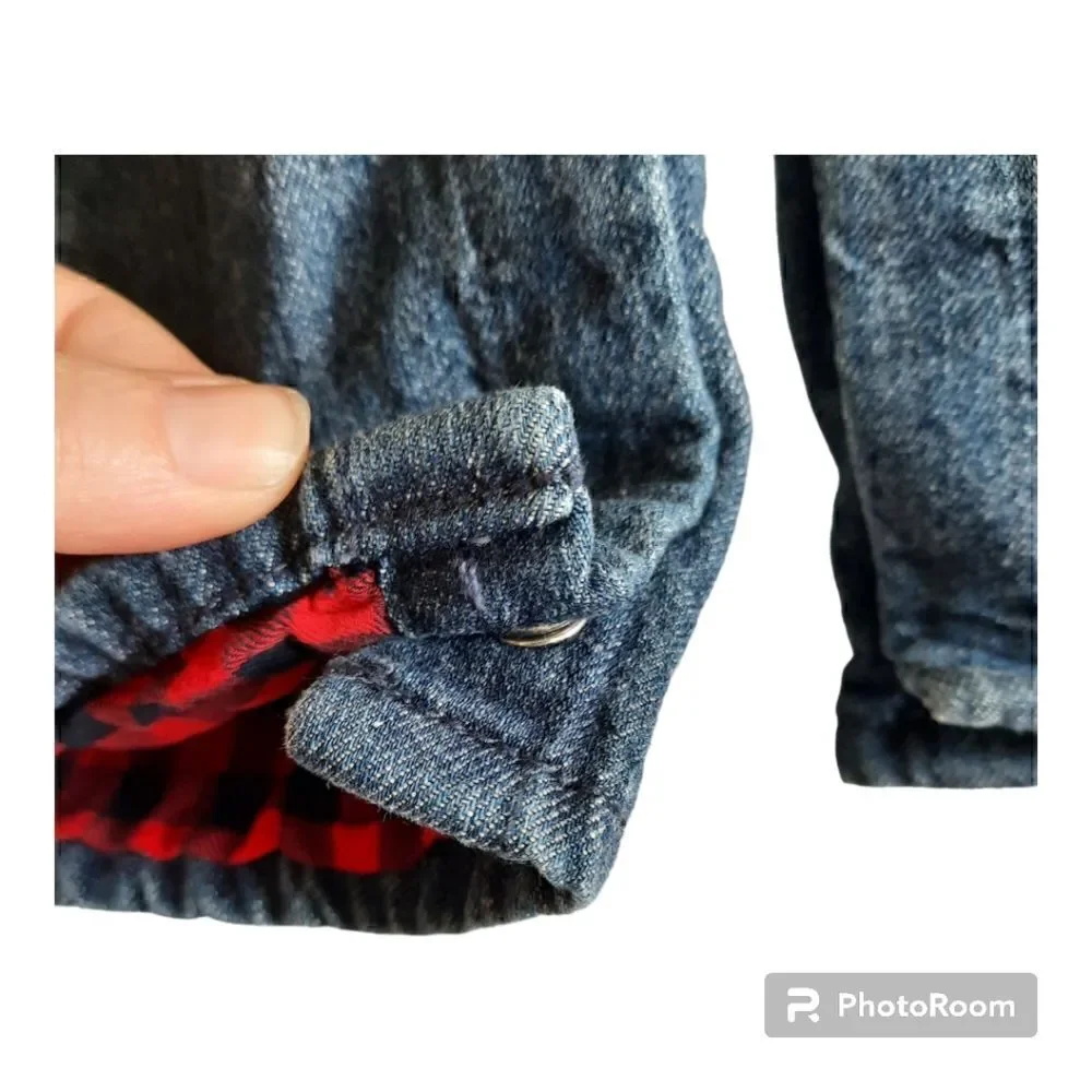 Oshkosh Flannel Lined Bib Overalls Star Embroidery Vestback
